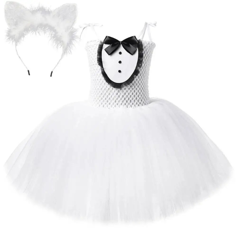 Vestido tutú de gato blanco y  - Baby Clothing Dresser reseña y precio